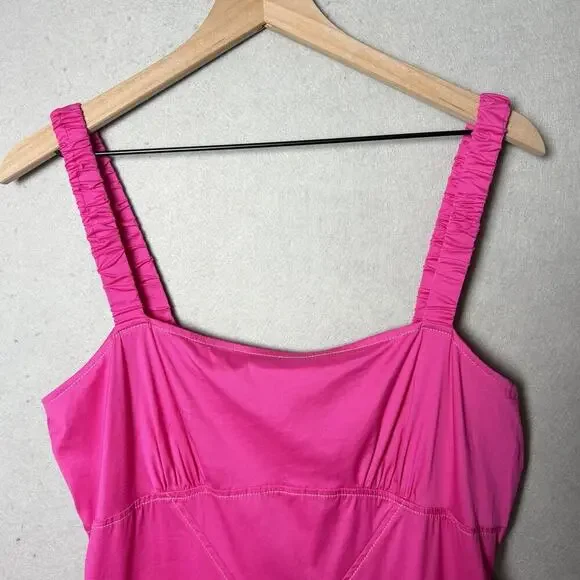 By Anthropologie Plunge Drop-waist A-line Mini Dress Pink RN#66170 Size L - Picture 3 of 10